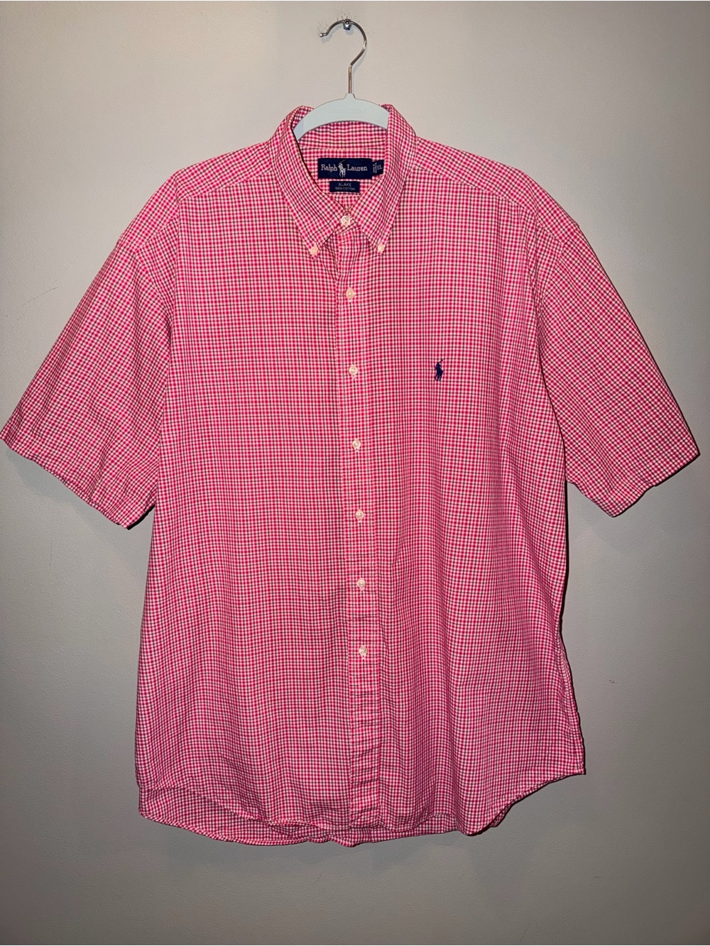 Polo Ralph Lauren Mens Short Sleeve Gingham Button Down size XL preppy luxe